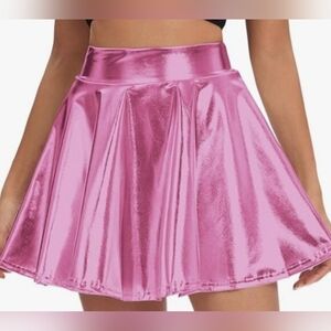 JEteenapex brand metallic pink shiny dance skater mini skirt size small NWT